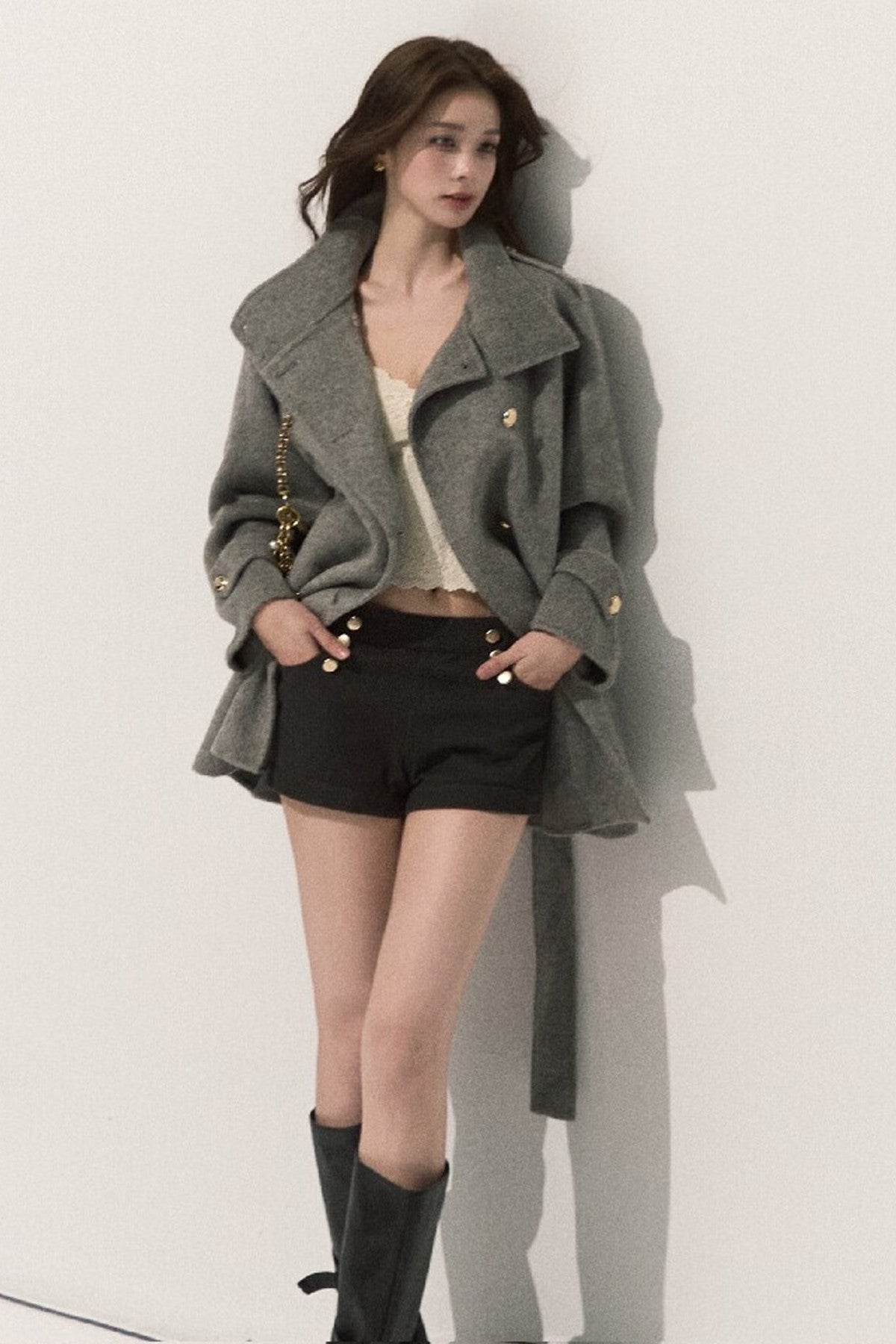 Cappotto in pura lana con cintura