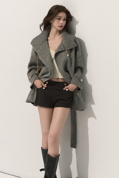Cappotto in pura lana con cintura