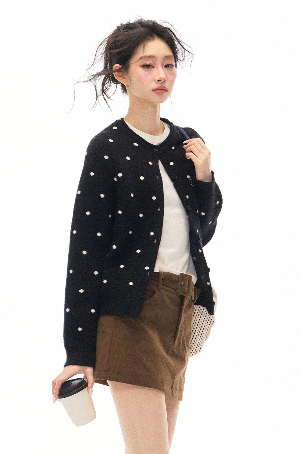Polka Dot Knit Cardigan