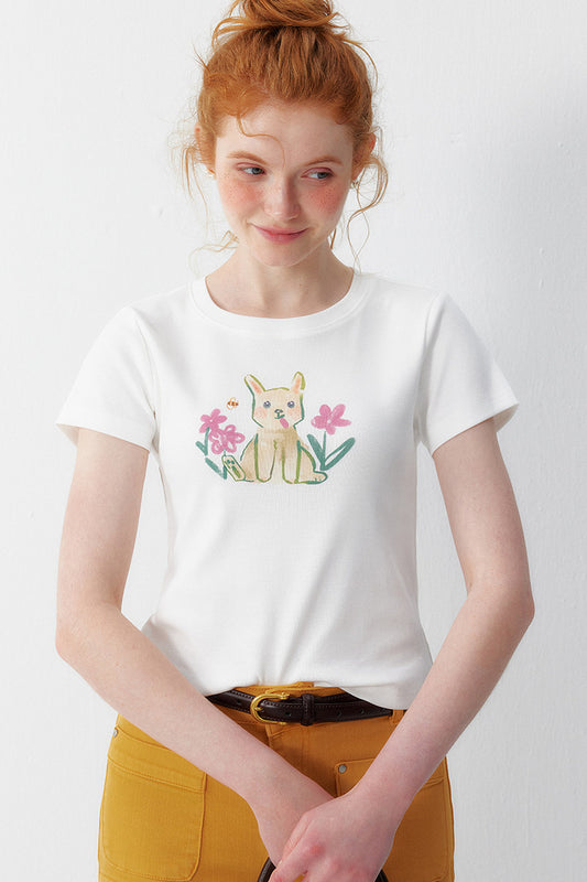 White Bunny Cotton Blouse
