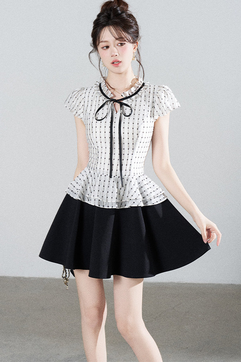 French Style Puff Sleeve A-Line Dress