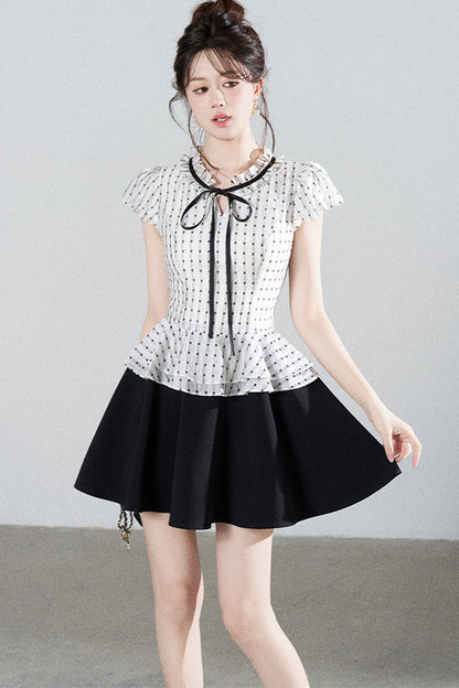 French Style Puff Sleeve A-Line Dress