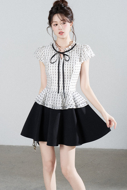 French Style Puff Sleeve A-Line Dress