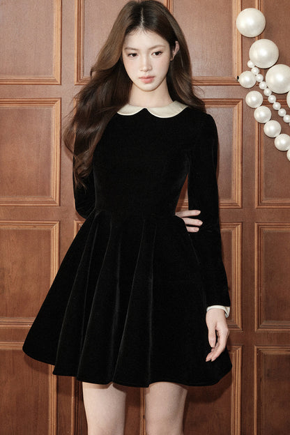 Doll Collar Velvet Dress