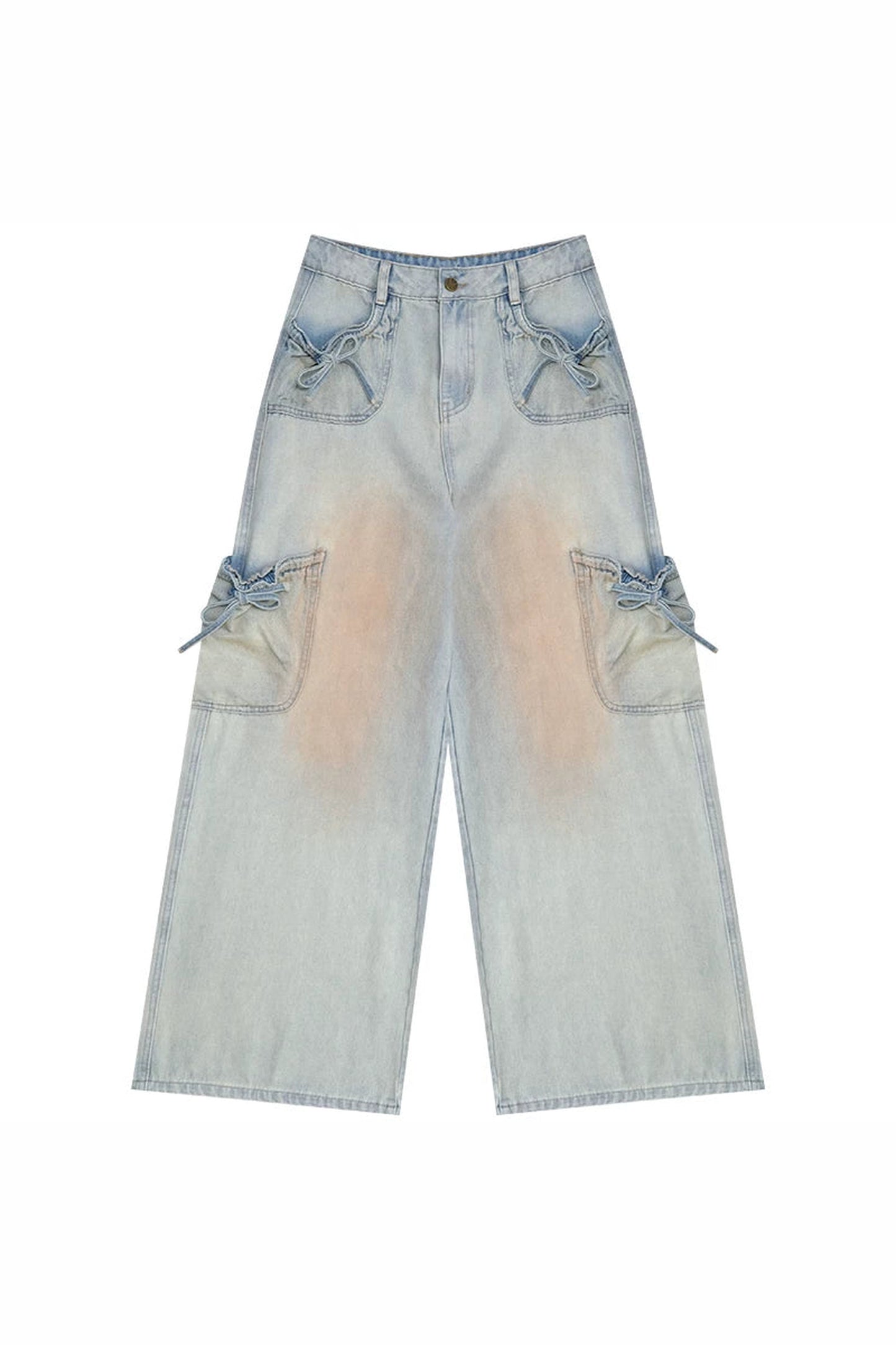 Pantaloni in denim retrò con fiocco