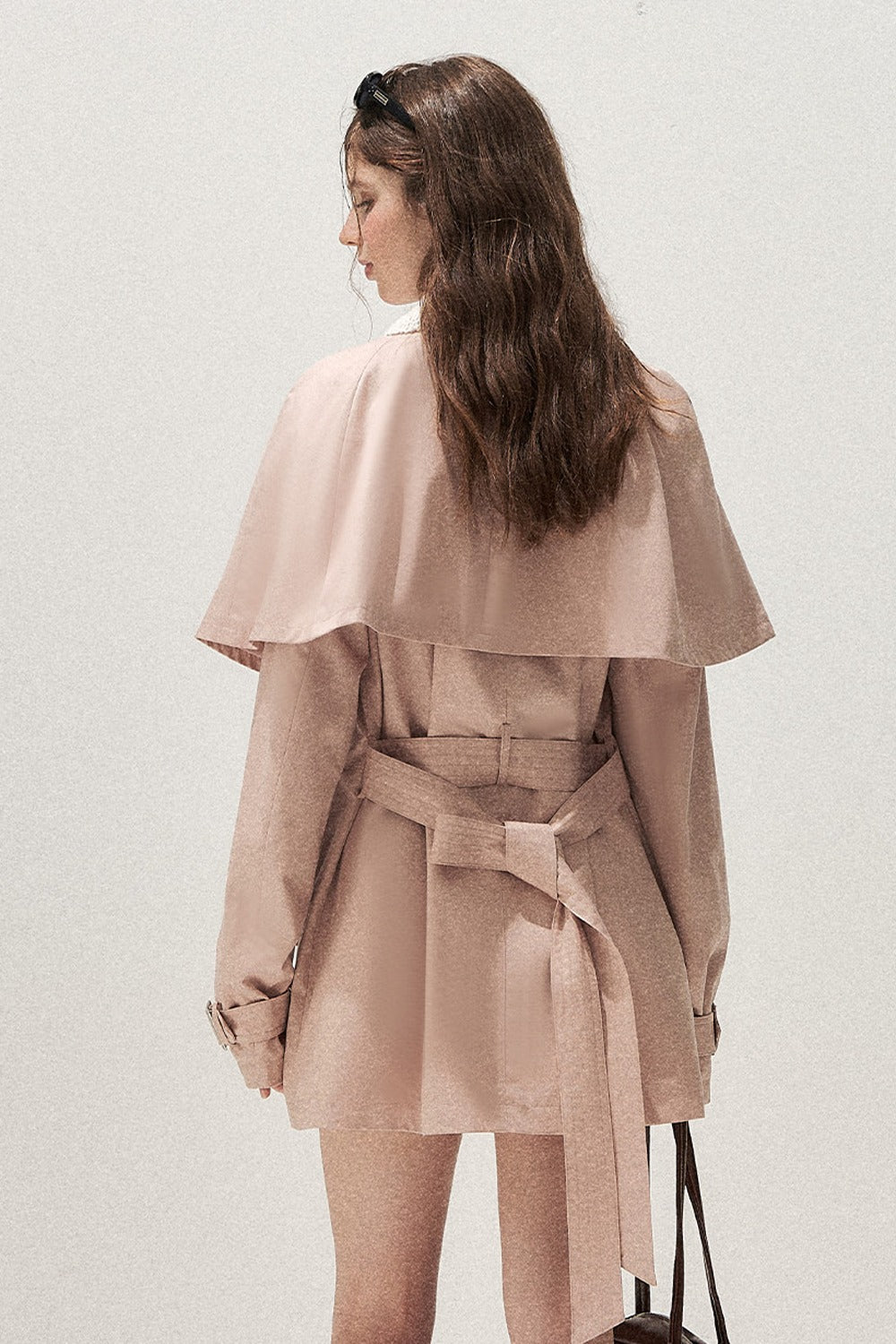 Detachable Cape Crochet Collar Trench Coat