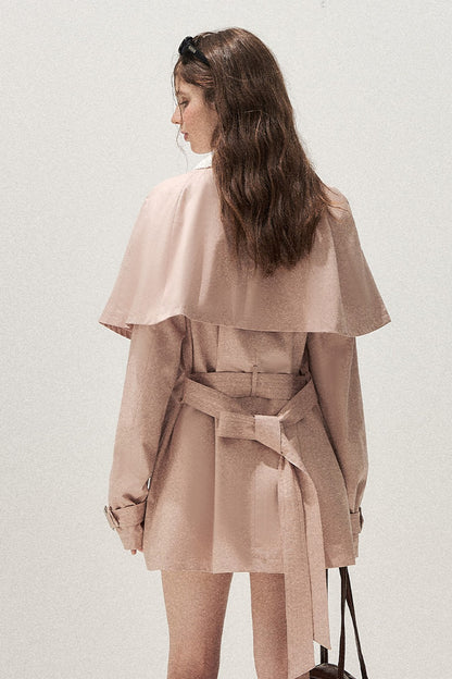 Detachable Cape Crochet Collar Trench Coat