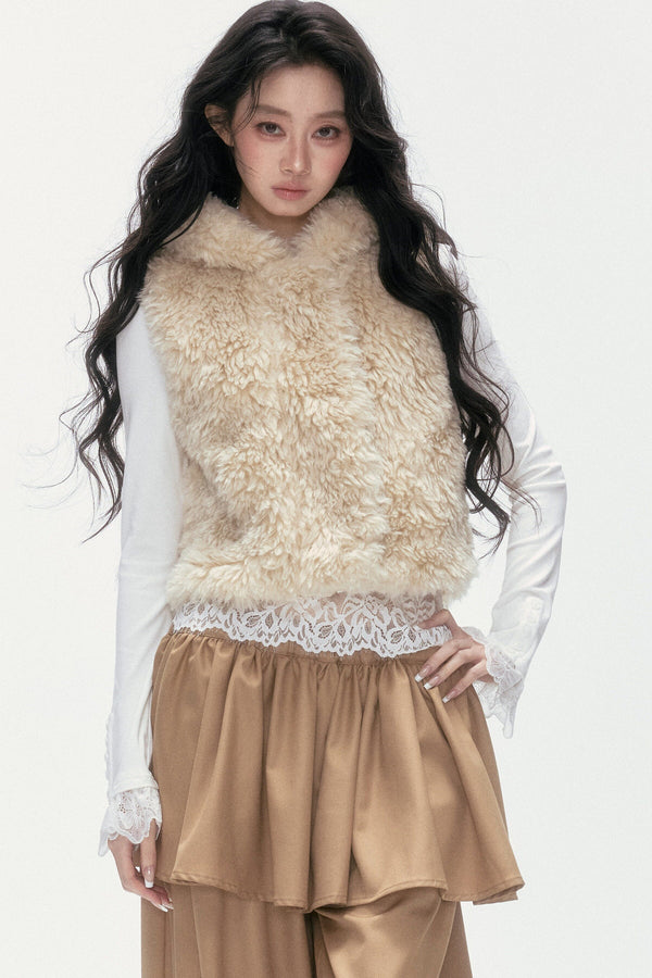 Hooded Faux Fur Vest