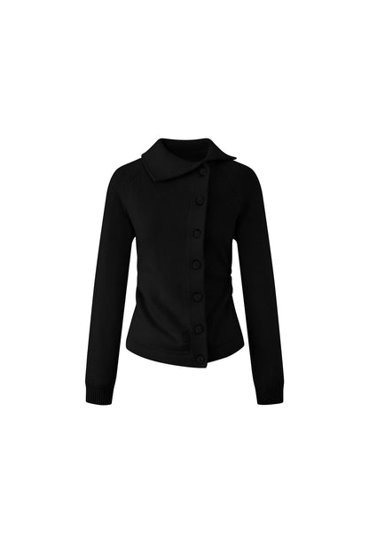 Large Lapel Wool Blend Knit Top