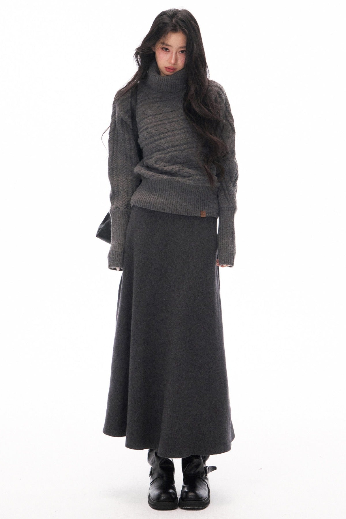 Knitted Jacket and Long A-Line Skirt Set-Up