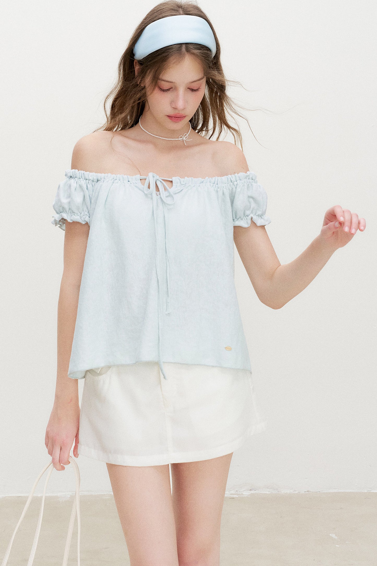 Snowflake Cotton Short-Sleeve Babydoll Top