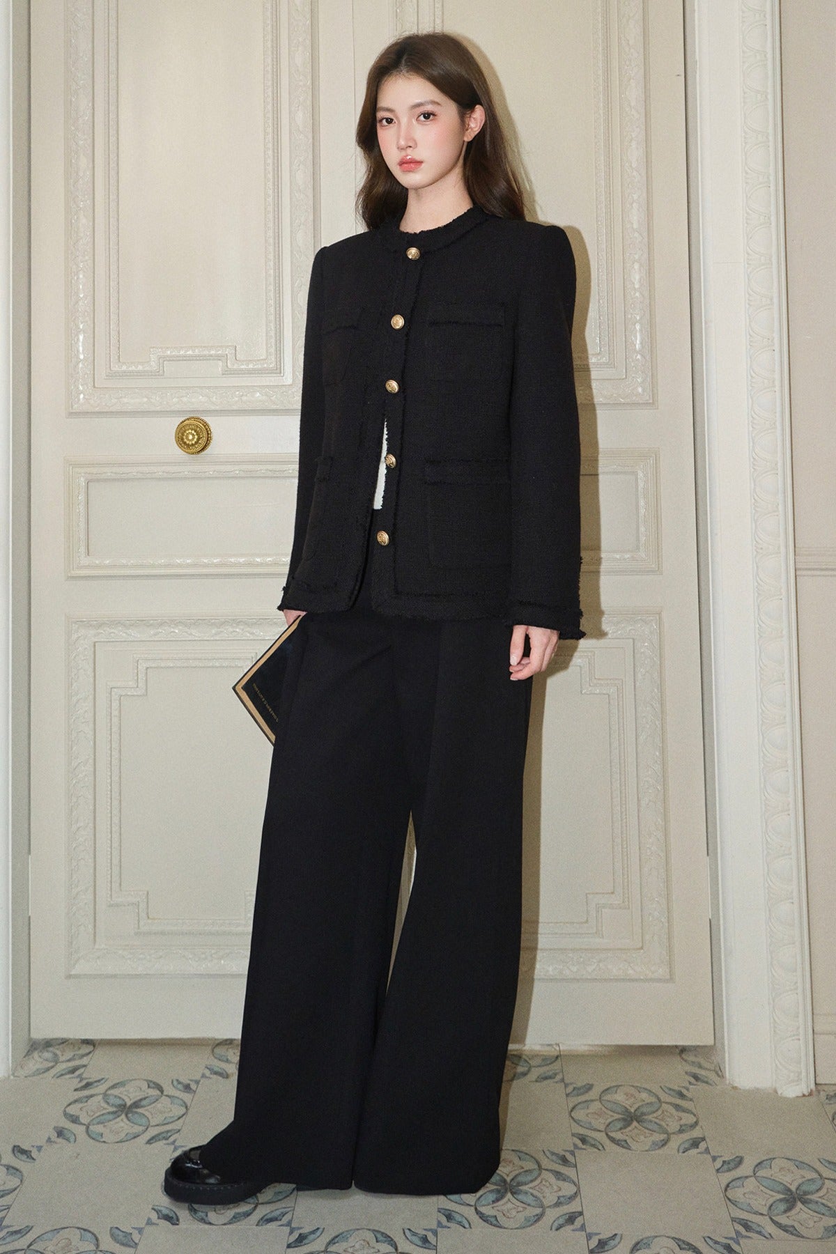 Pleated Wide-Leg Tencel Wool Pants