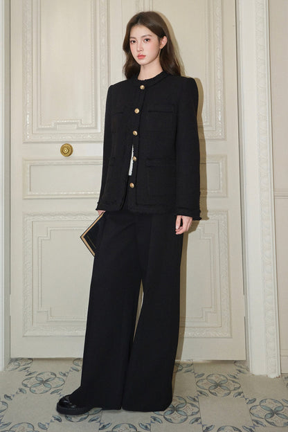 Pleated Wide-Leg Tencel Wool Pants