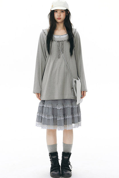 Front Chest Tuck Webbing Raglan Knit T-Shirt
