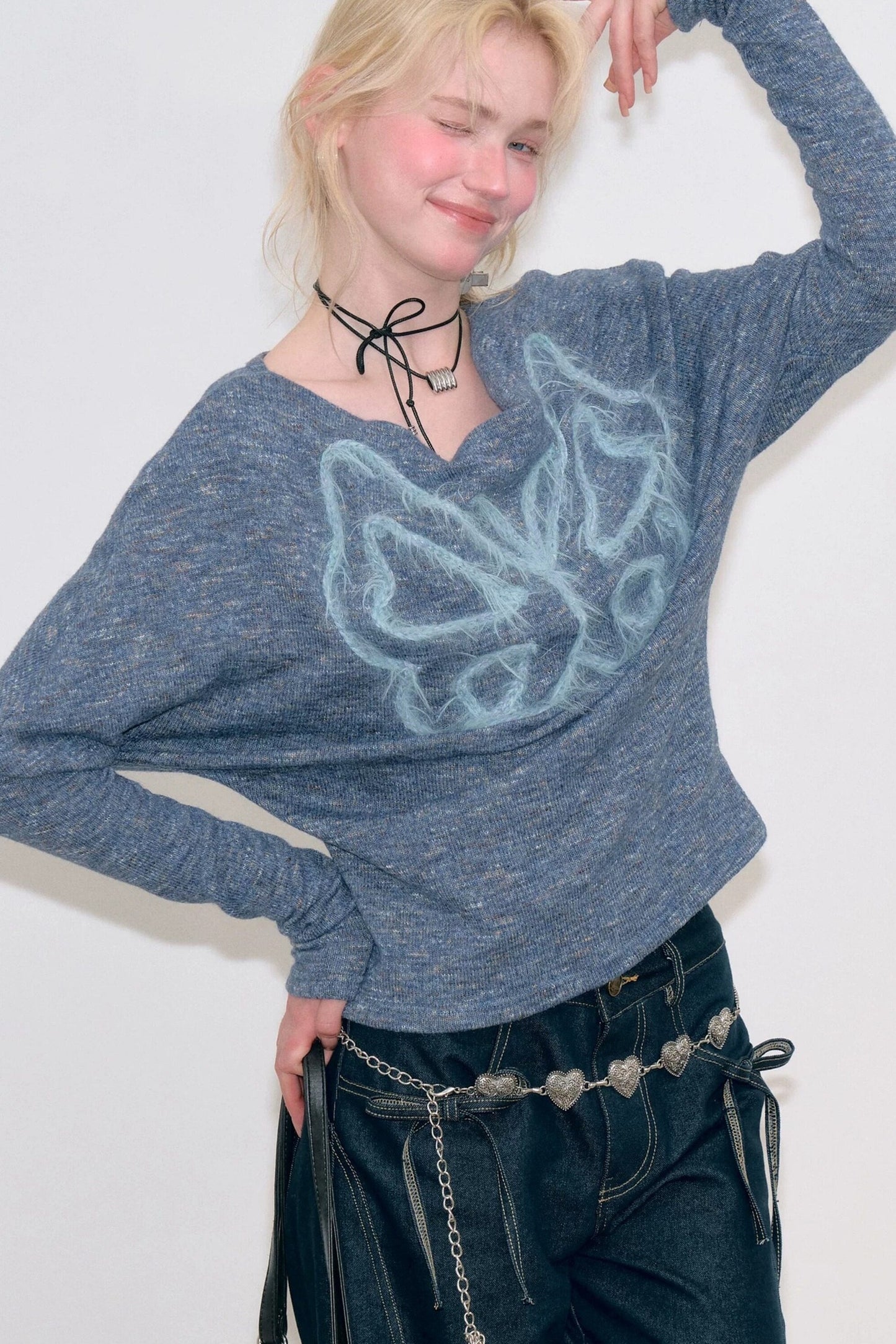 Retro Butterfly Knit Top