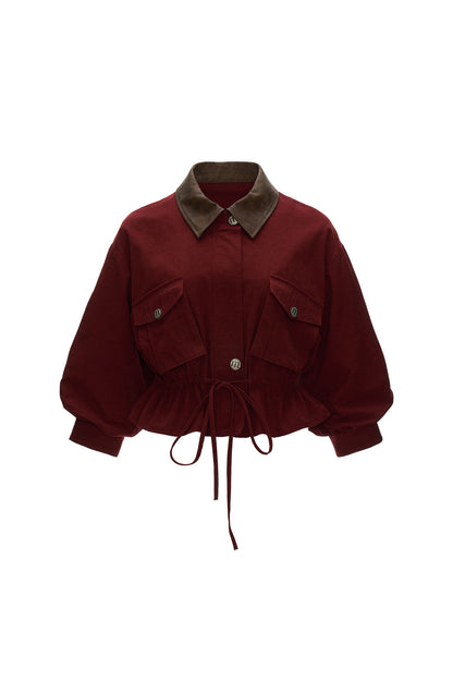 Textured Snowflake Velvet Leather Collar Jacket