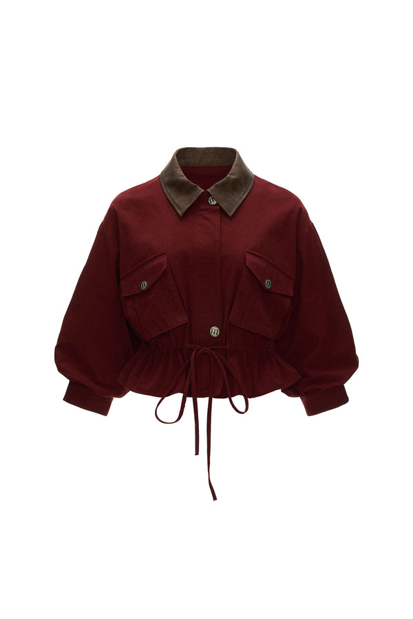 Textured Snowflake Velvet Leather Collar Jacket