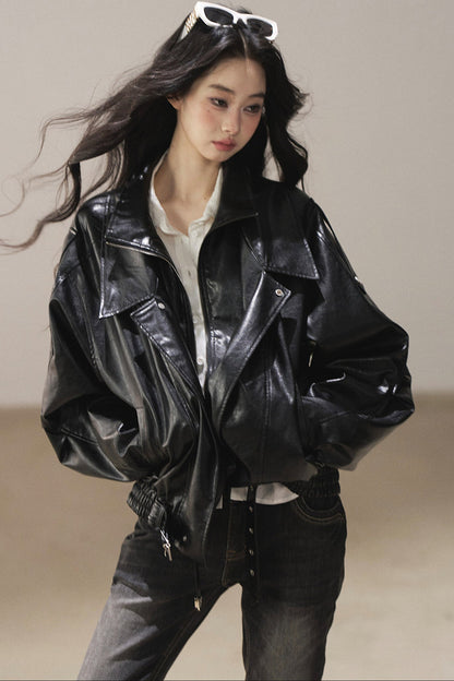 Oil Wax PU Leather Jacket