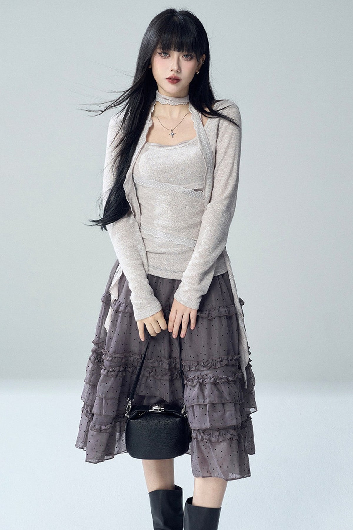 Irregular Layered-Look Knit Top