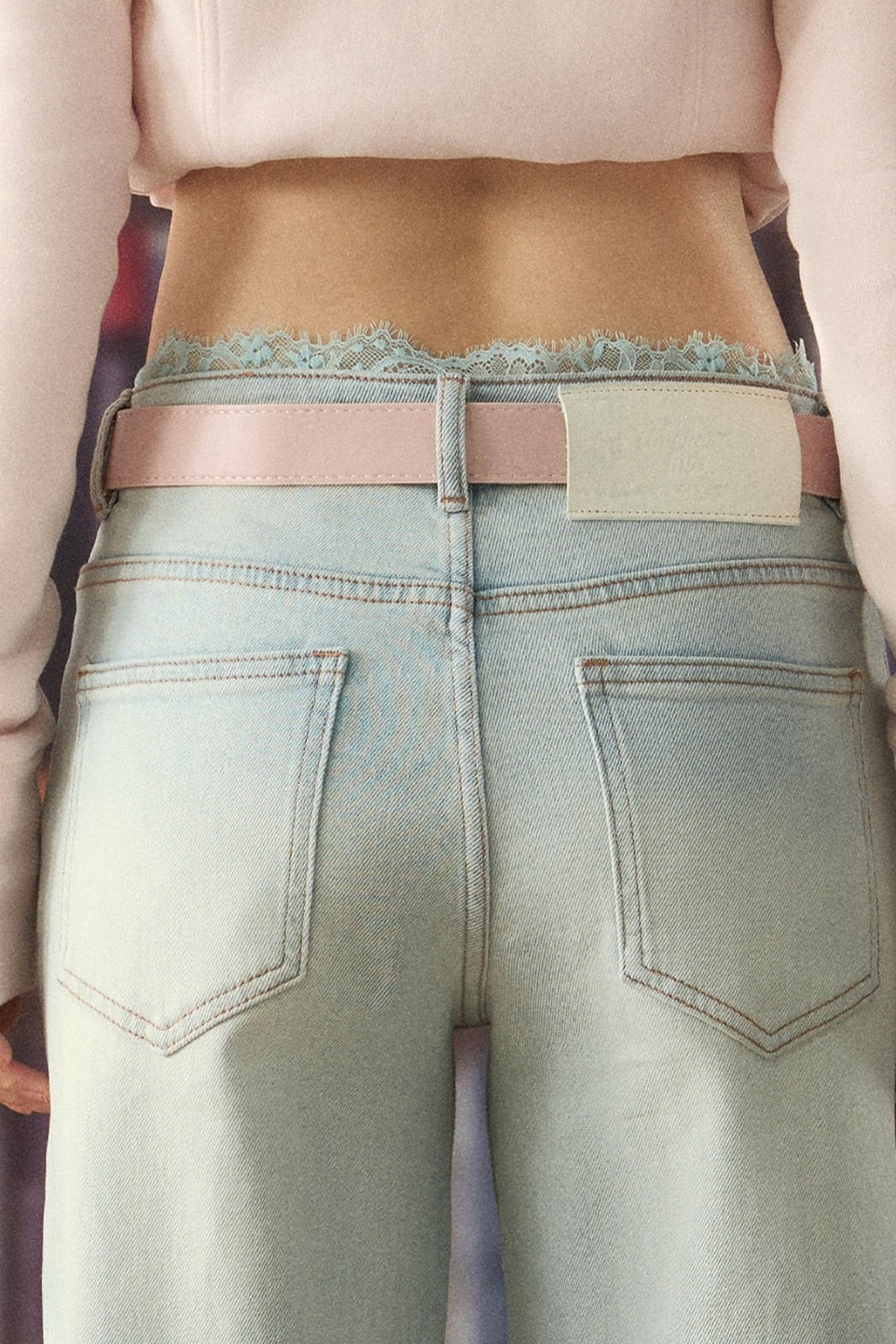 Low-Waist Lace Trim Jeans