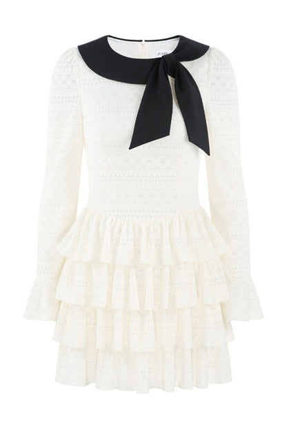 Apricot Knitted Tiered Dress