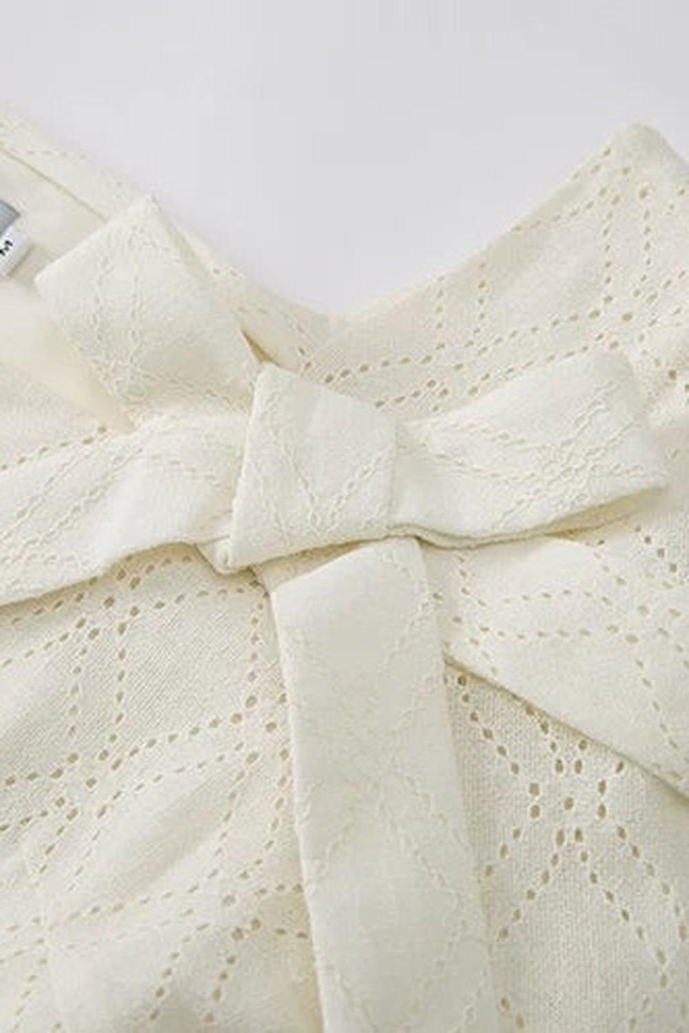 Beige Plaid Lace Bow Dress