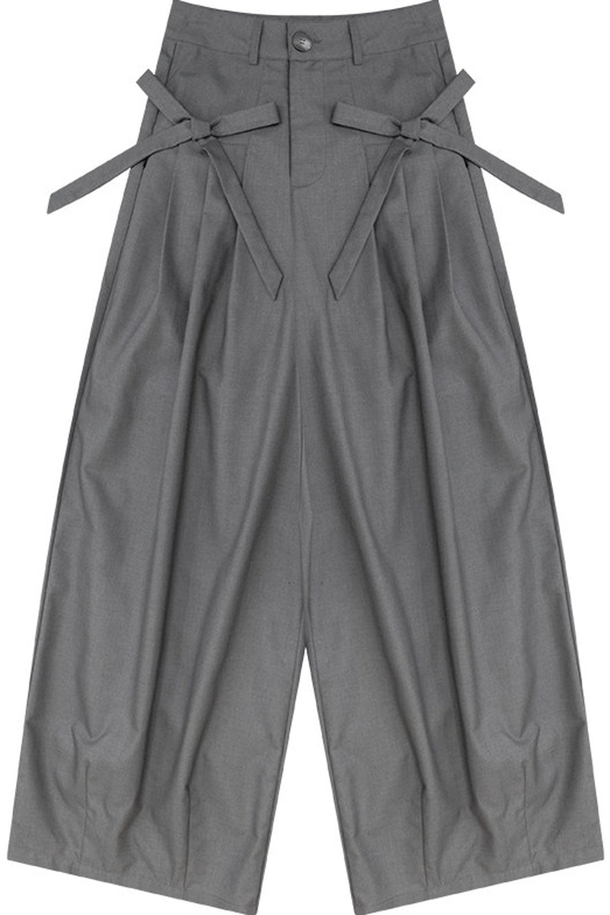 High-Waisted Bow Wide-Leg Suit Pants