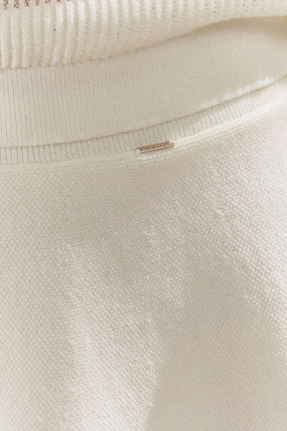 Knit Polo Top With Bow and A-Line Skirt Set
