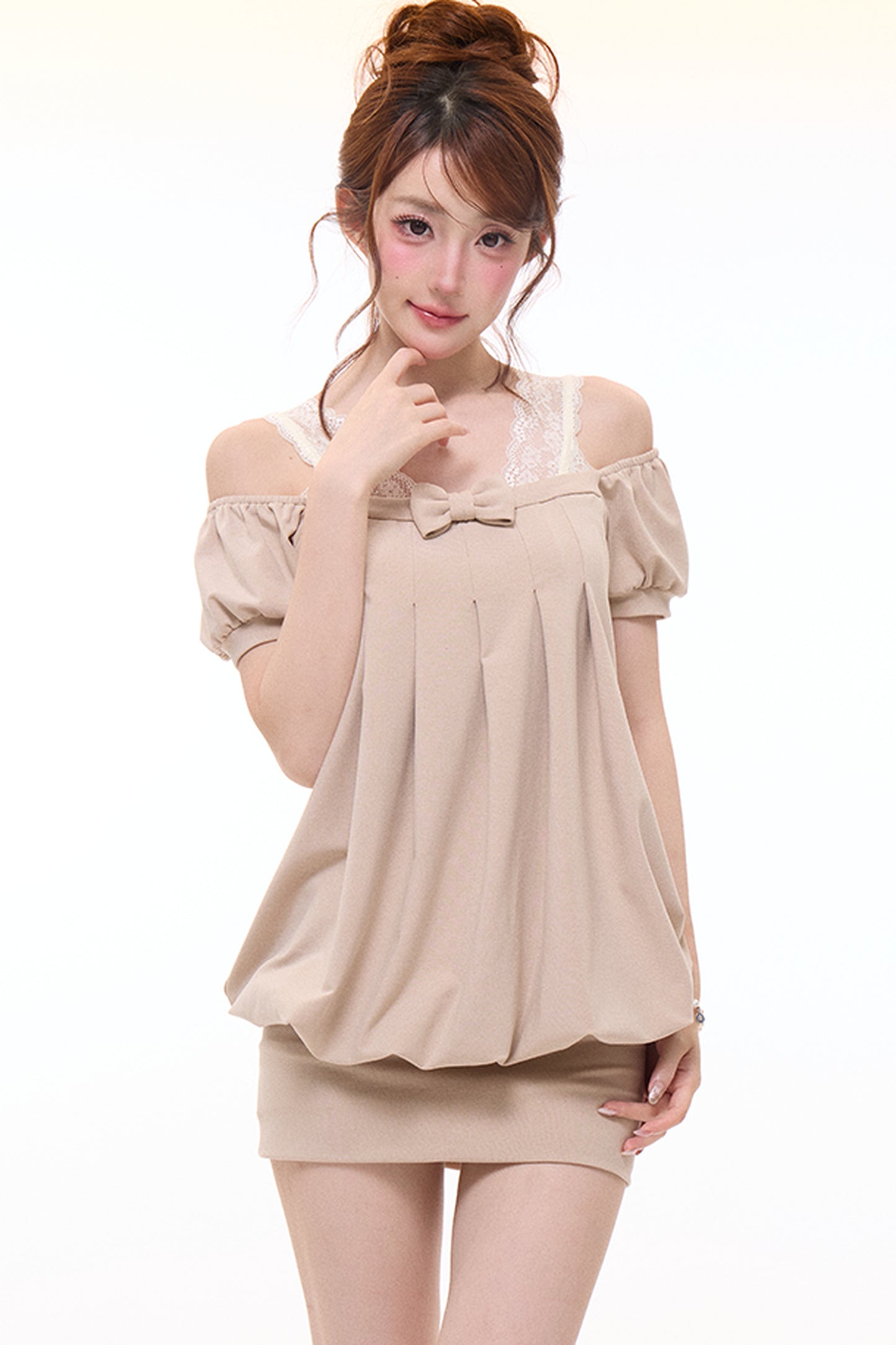 Bow Square-Neck Floral Dress Set-Up