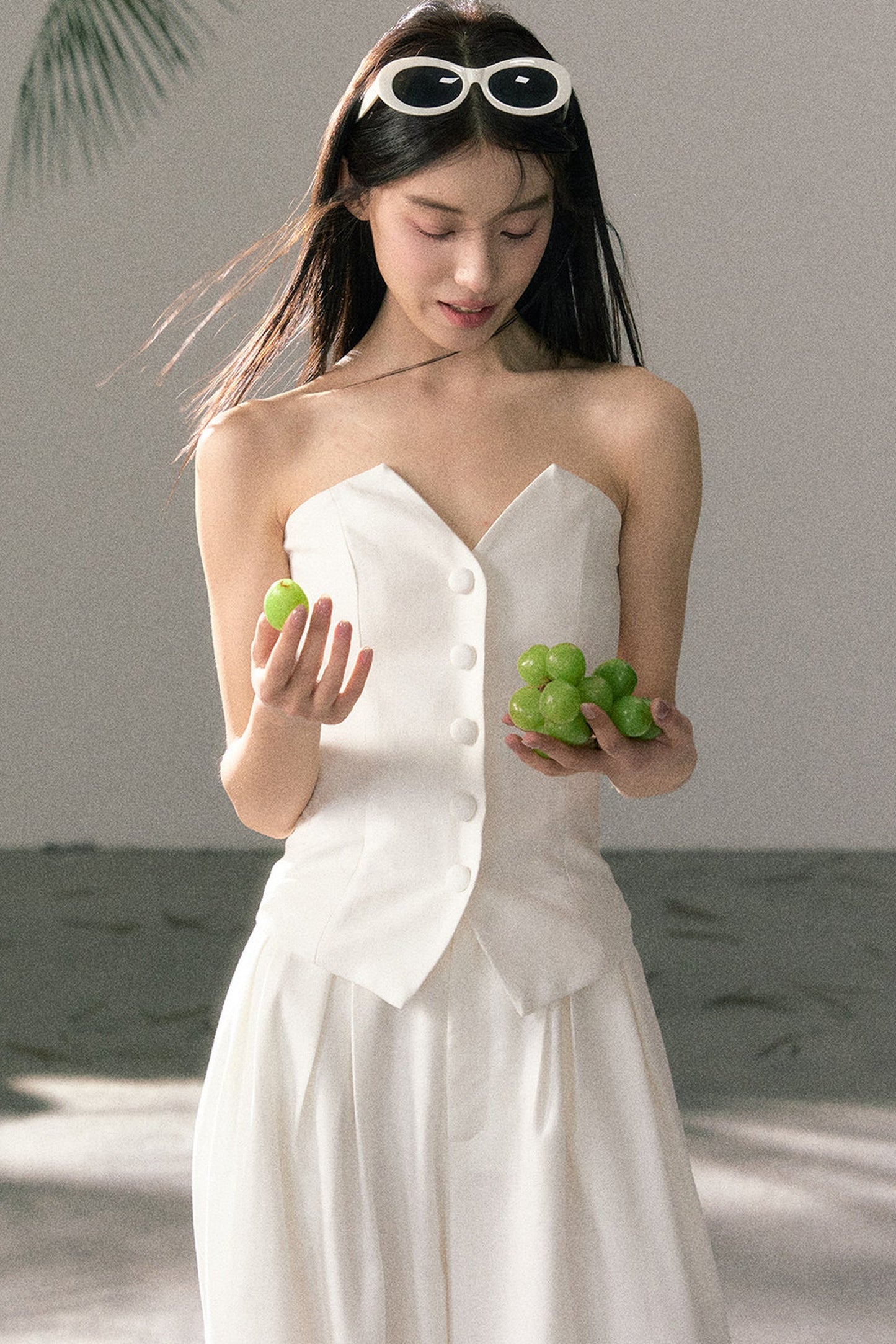 White Tube Top and Pants Set-Up