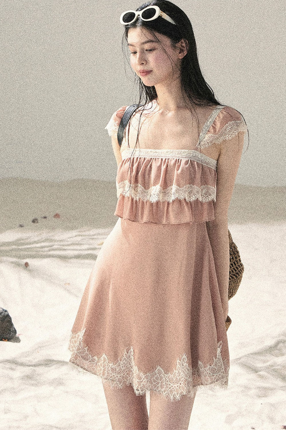 Vestido de Encaje Naranja de Chifón