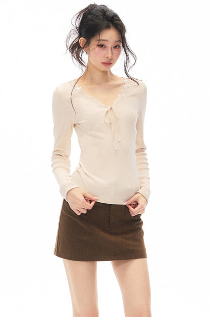 Slim-Fit Knit Top and Skirt Set-Up