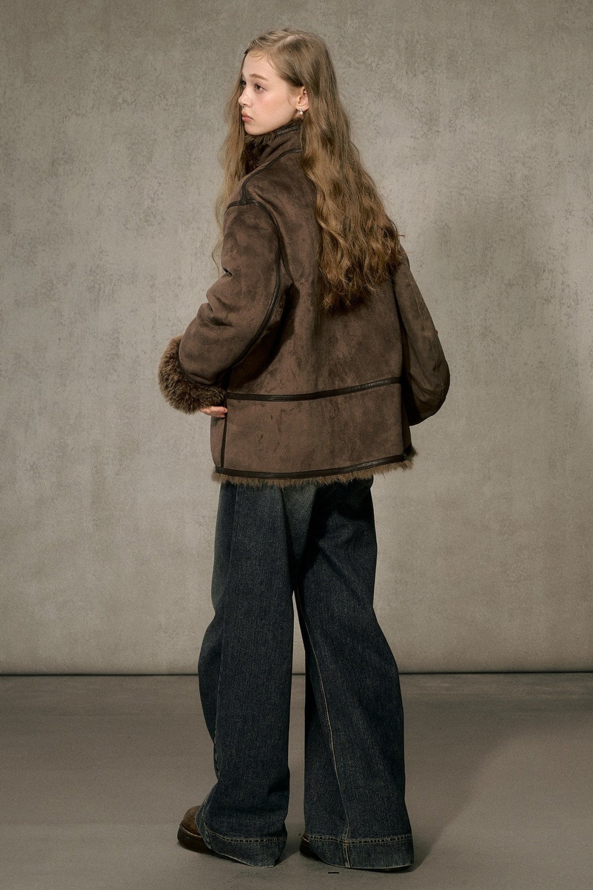 Reversible Faux Suede Fur Jacket