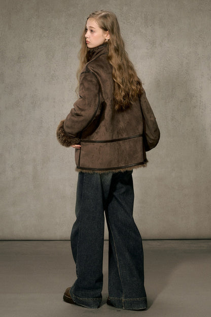 Reversible Faux Suede Fur Jacket