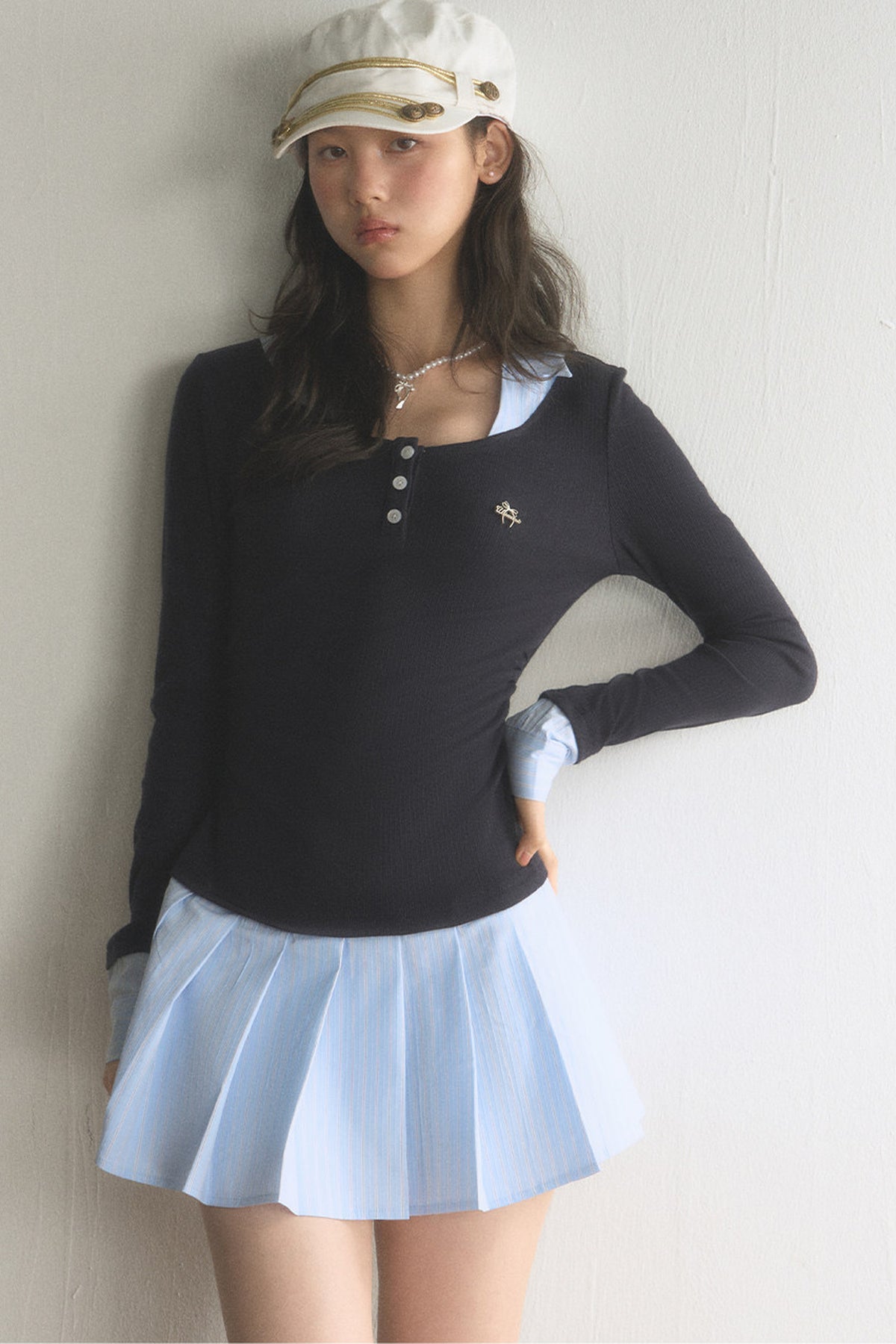 Preppy Henley Pleated Dress