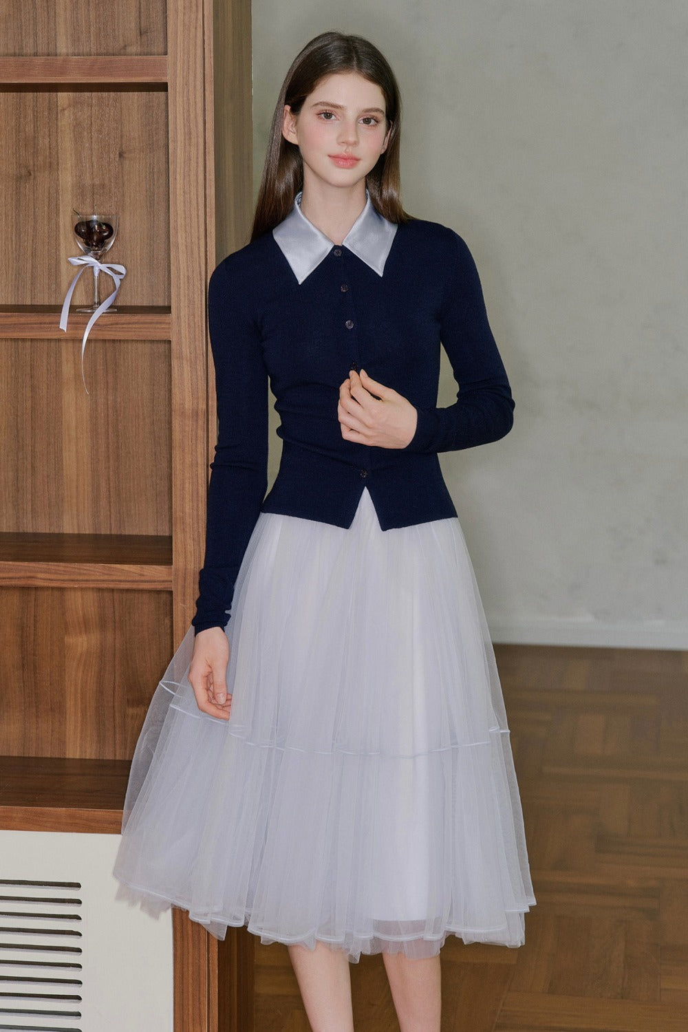 Spliced Acetate Collar Cardigan