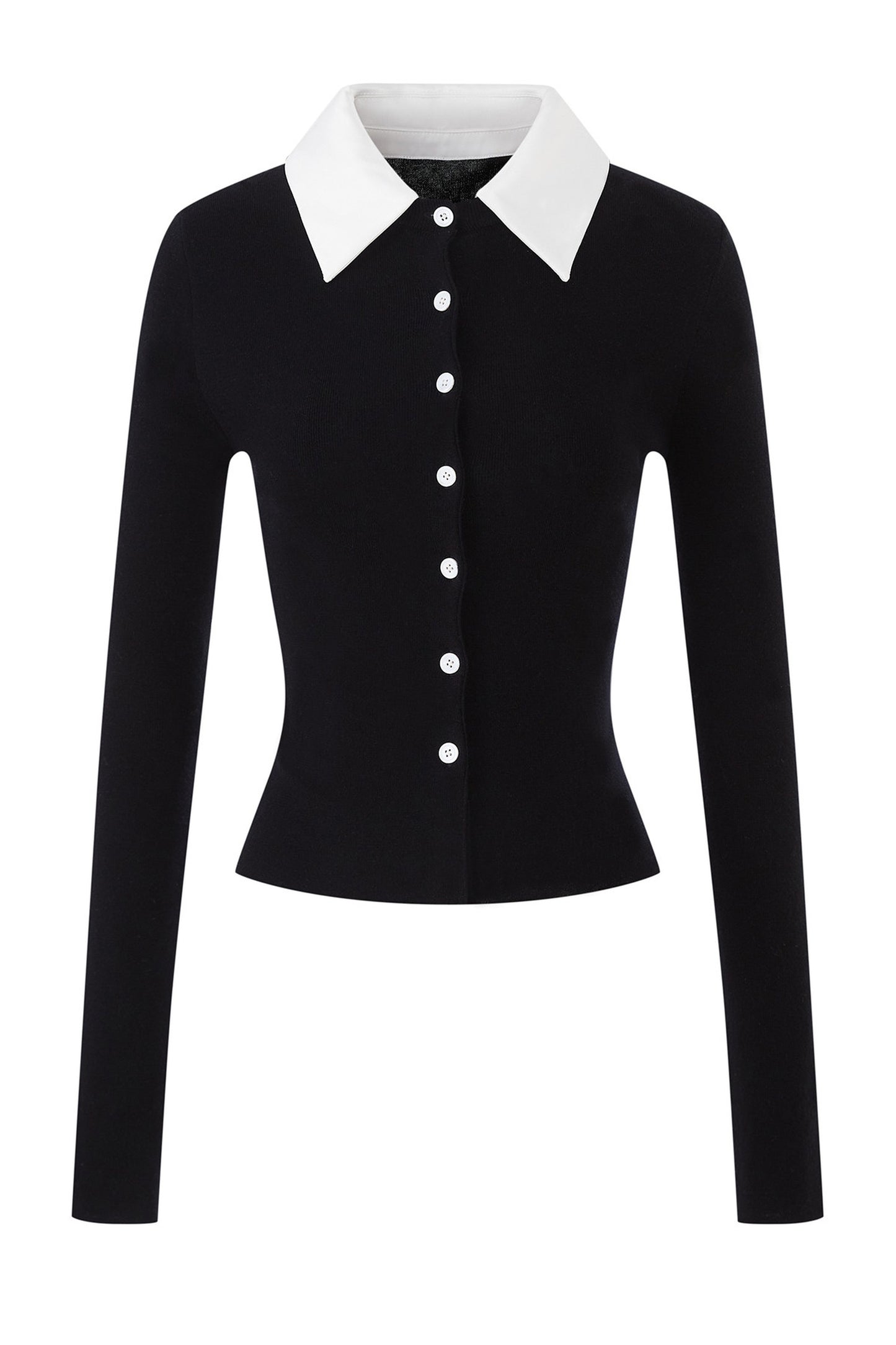 Spliced Acetate Collar Cardigan