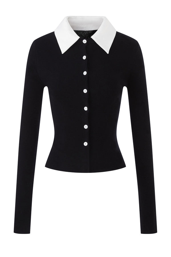 Spliced Acetate Collar Cardigan
