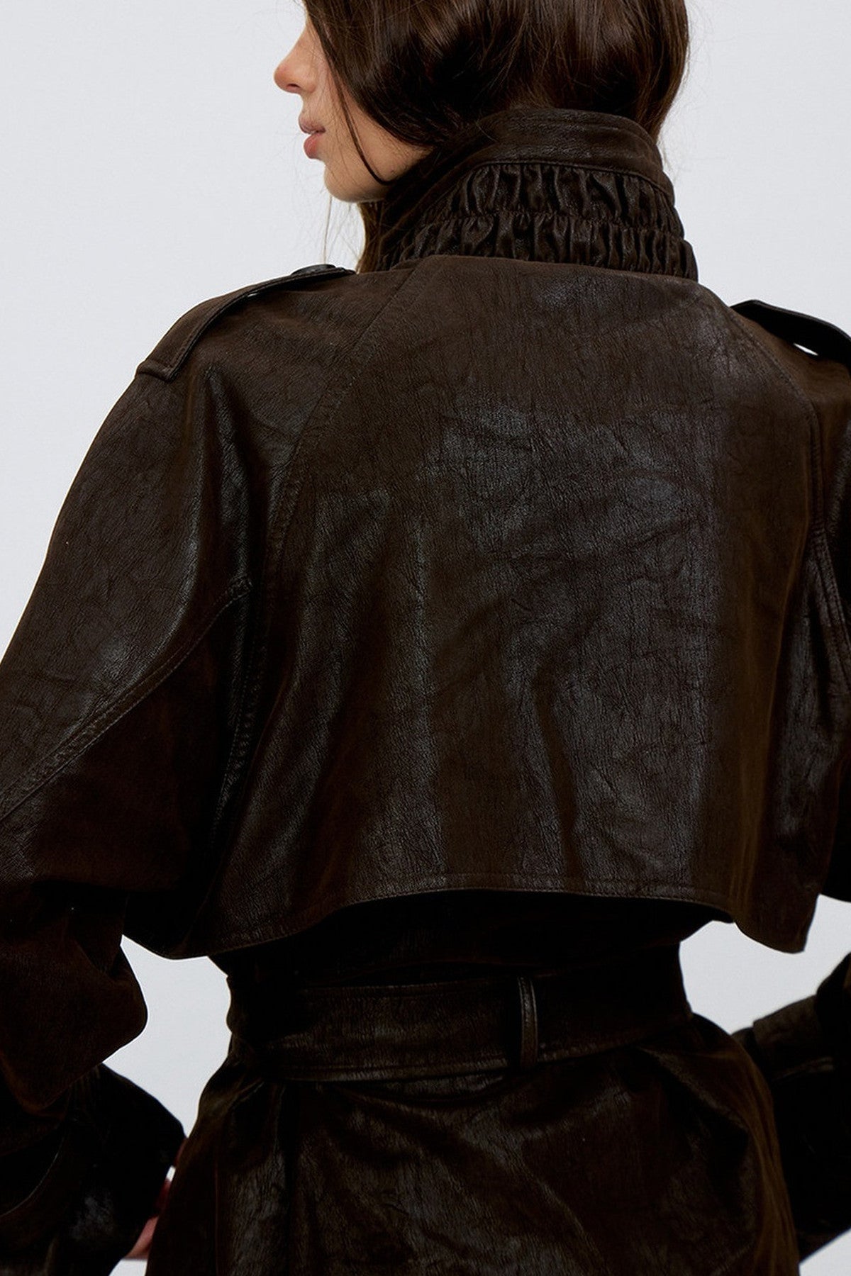 Belted PU Leather Jacket