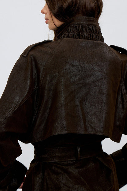 Belted PU Leather Jacket