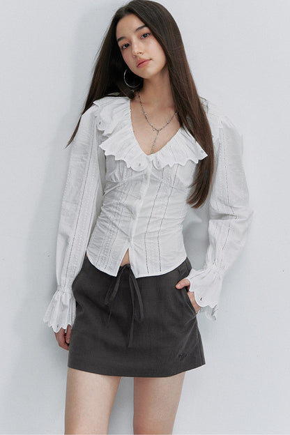 Adjustable Tie Tencel A-Line Skirt