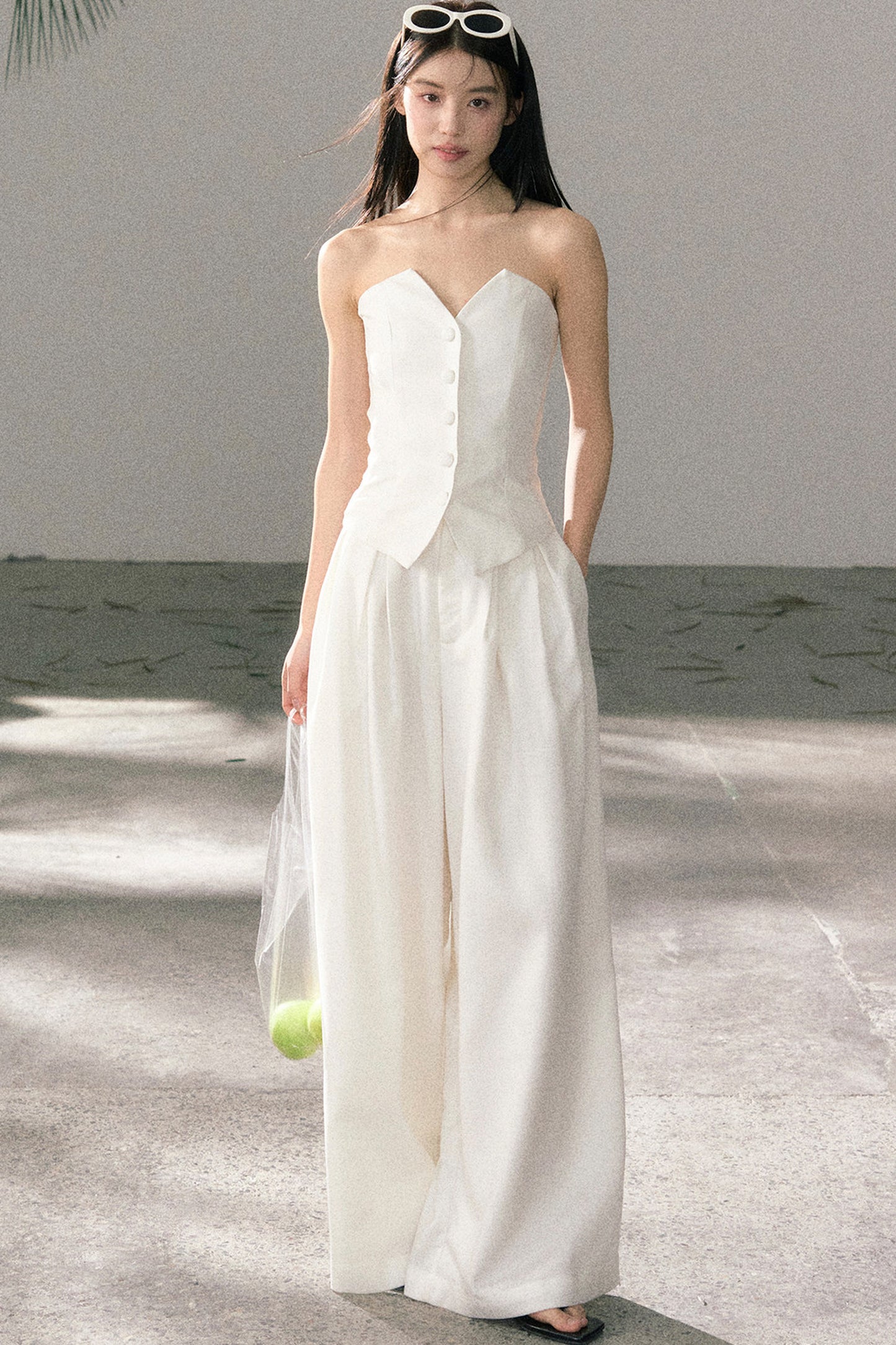 White Tube Top and Pants Set-Up