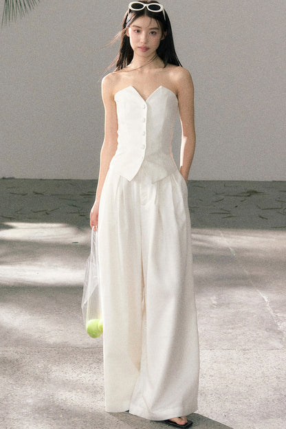White Tube Top and Pants Set-Up
