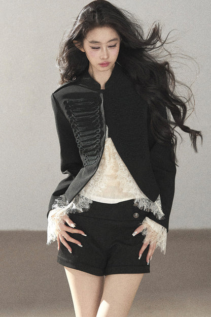 Ginkgo Leaf Veins Jacket Shorts Set-Up