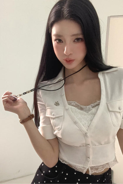 Daffodil V-Neck Waist-Cinching Shirt Set-Up
