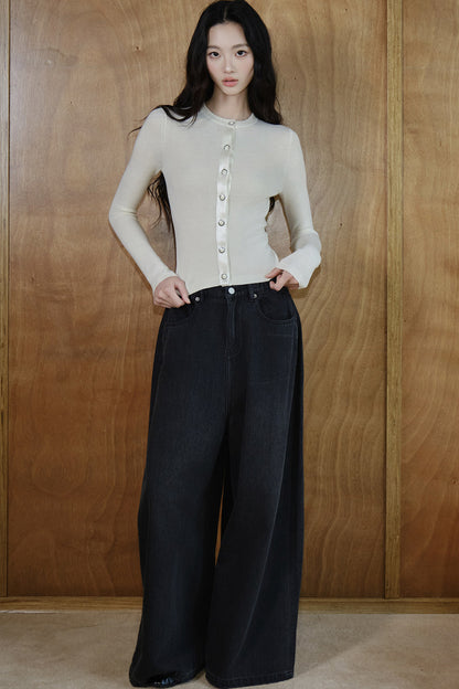 Pure Wool Button Knit Top
