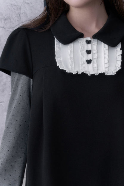 Ruffled Bib Doll Collar Dress