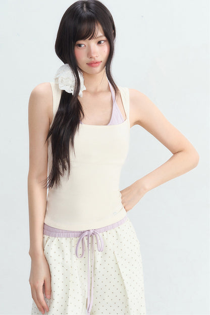 Halter Color-Blocked Camisole and Trousers Set