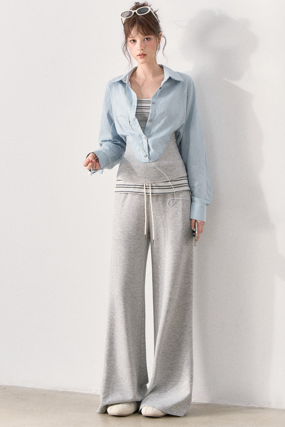 Relaxed Knit Wide Leg Pants and Shirt Set