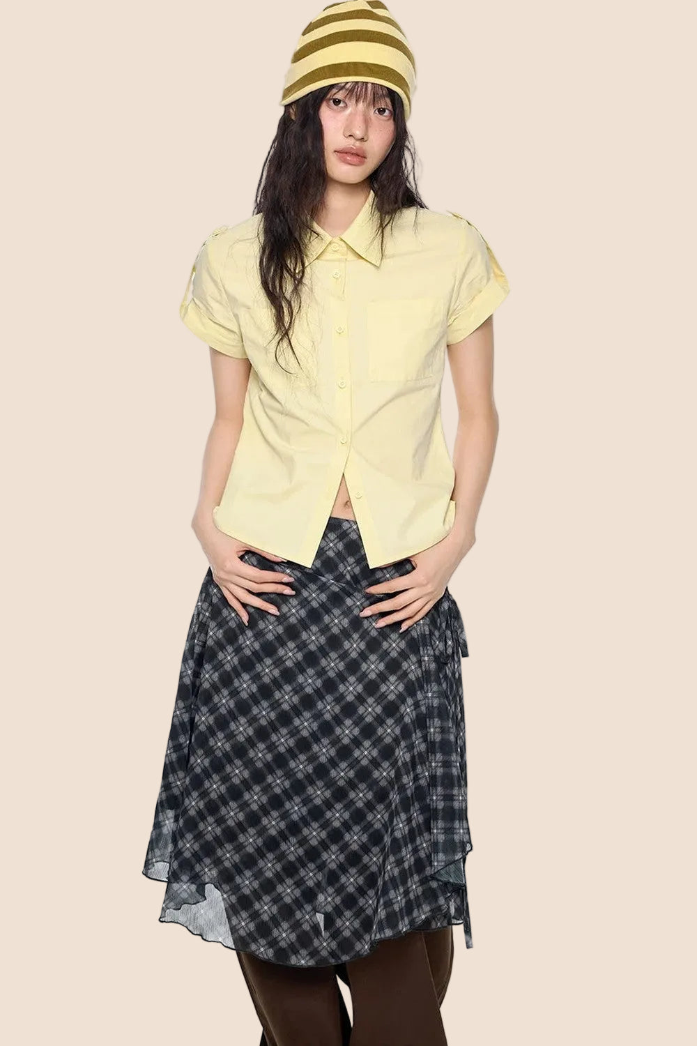 Retro Plaid Cropped Shirt